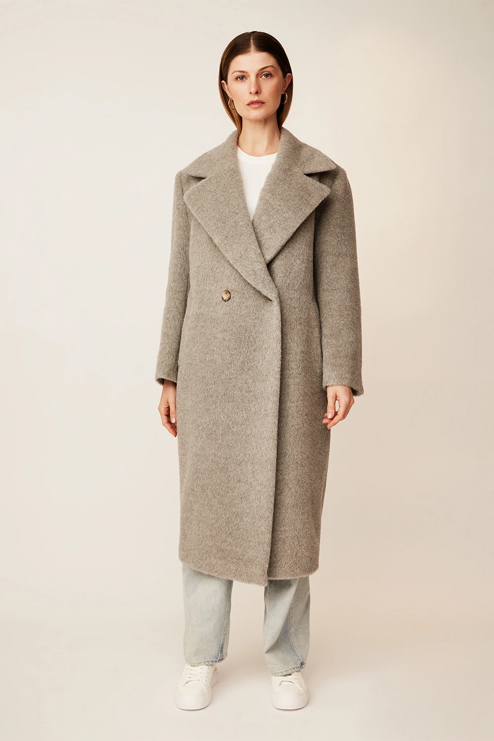 Abrigo Baby Alpaca Mujer Corte Oversized