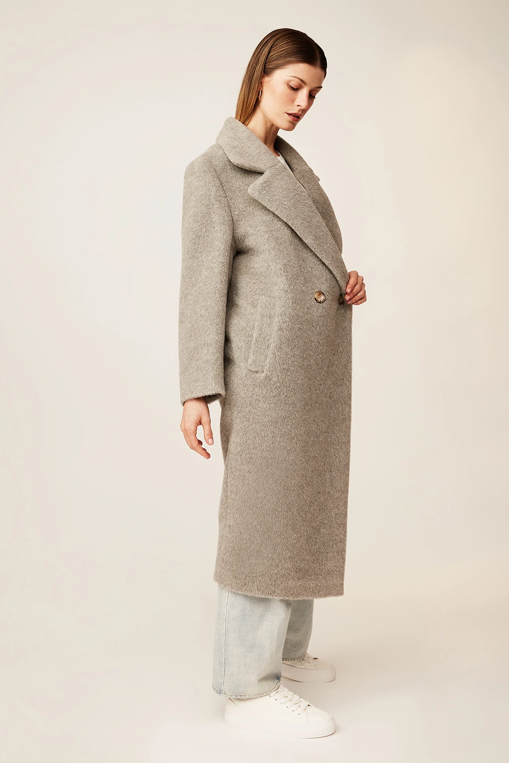 Abrigo Baby Alpaca Mujer Corte Oversized