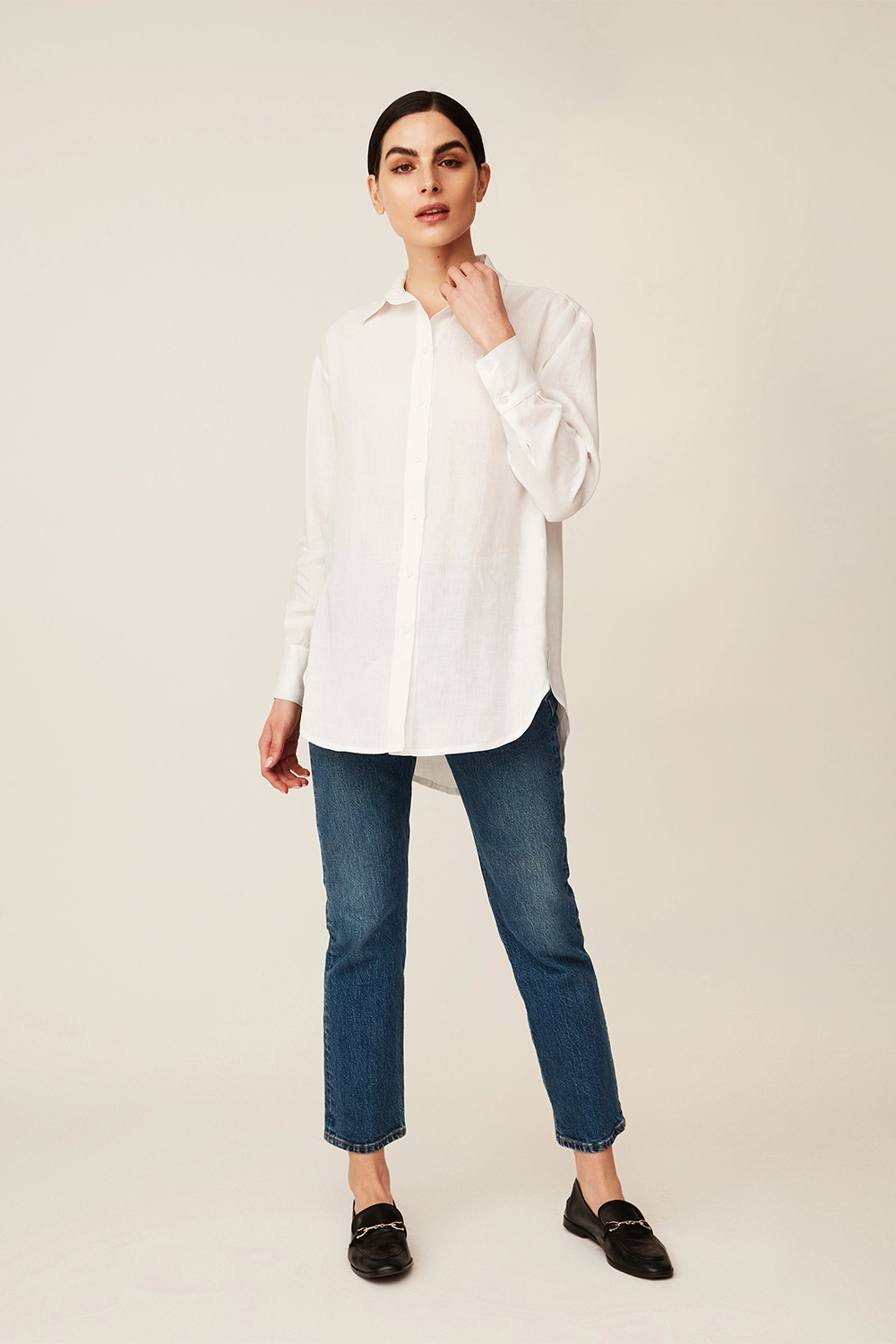 Blusa camisera lino larga