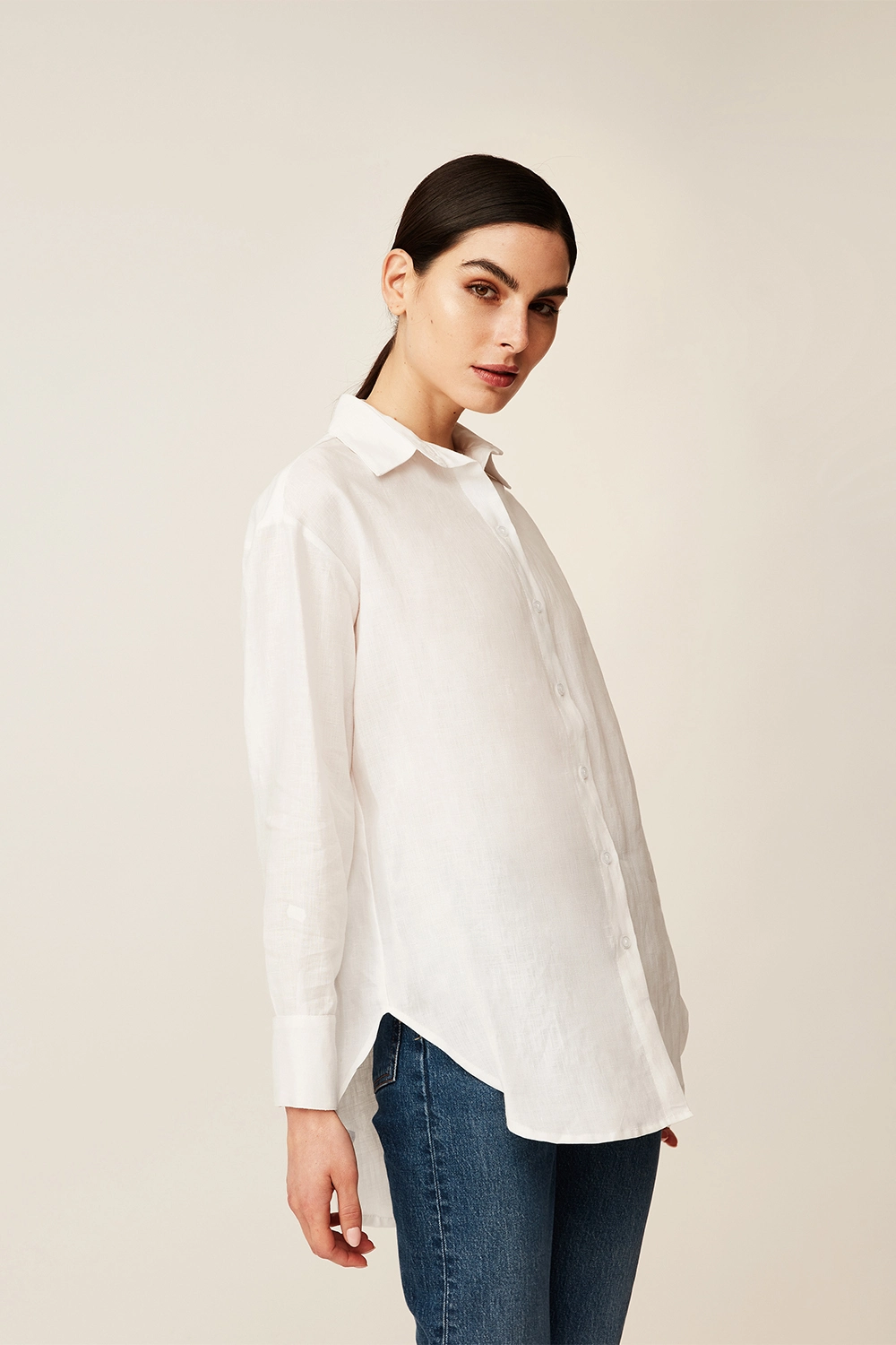 Blusa camisera lino larga